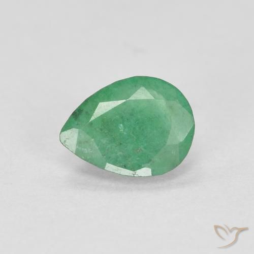 0.32 ct Green Emerald Stone, Natural Emerald in Pear Facet Shape for Sale