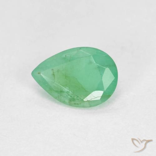 0.55 ct Green Emerald Stone, Natural Emerald in Pear Facet Shape for Sale
