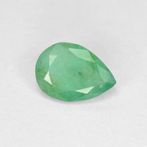 0.62 ct Green Emerald Gemstone, Emerald Gem in Pear Facet Shape for Sale.