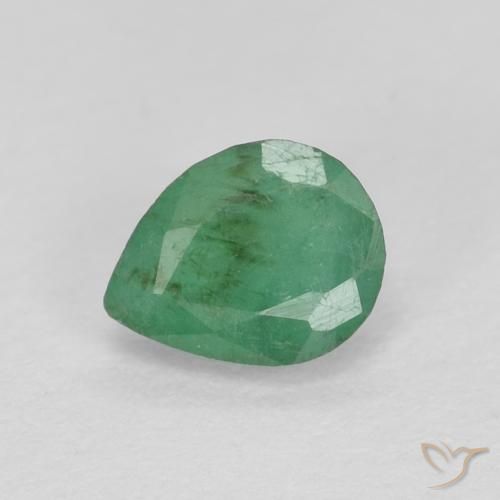 0.37 ct Green Emerald Stone, Natural Emerald in Pear Facet Shape for Sale