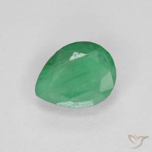 0.36 ct Green Emerald Stone, Natural Emerald in Pear Facet Shape for Sale