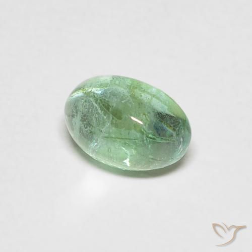 0.42 ct Green Emerald Stone, Natural Emerald in Oval Cabochon Shape for Sale