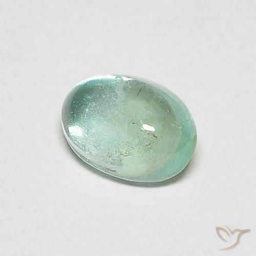 0.51 ct Turquoise Emerald Stone, Natural Emerald in Oval Cabochon Shape for Sale