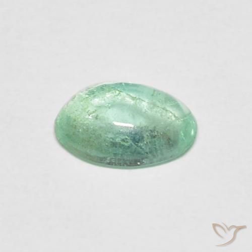 0.58 ct Green Emerald Stone, Natural Emerald in Oval Cabochon Shape for Sale