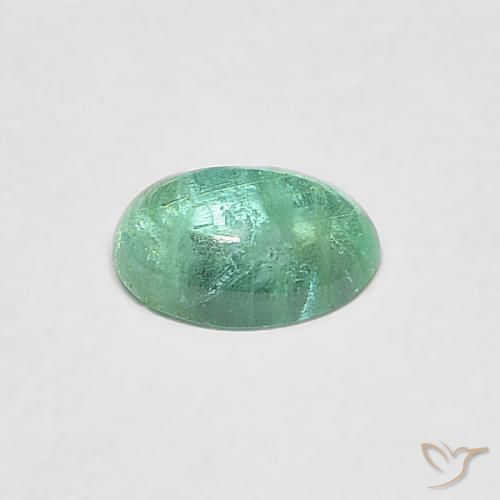 0.40 ct Green Emerald Stone, Natural Emerald in Oval Cabochon Shape for Sale
