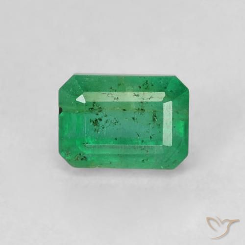 0.98 ct Green Emerald Stone, Natural Emerald in Octagon Step Cut Shape for Sale