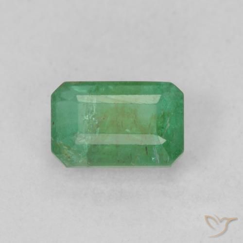 0.73ct Natural Light Cool Green Emerald, Emerald Cut, SI