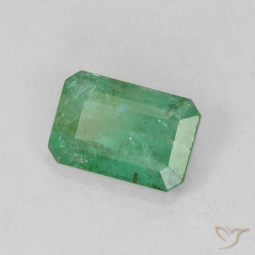 0.88 ct Green Emerald Stone, Natural Emerald in Octagon Step Cut Shape for Sale