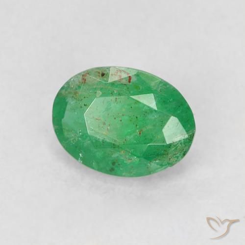 0.57 ct Green Emerald Stone, Natural Emerald in Oval Facet Shape for Sale