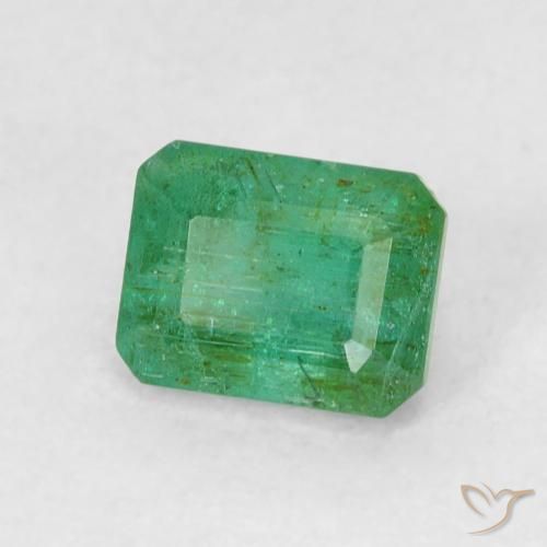 0.58 ct Green Emerald Stone, Natural Emerald in Octagon Step Cut Shape for Sale