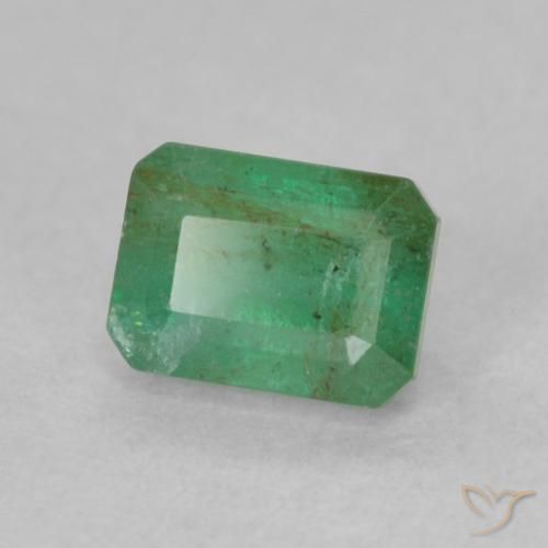 0.57 ct Green Emerald Stone, Natural Emerald in Octagon Step Cut Shape for Sale