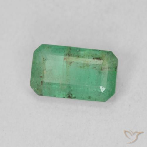 0.48 ct Green Emerald Stone, Natural Emerald in Octagon Step Cut Shape for Sale