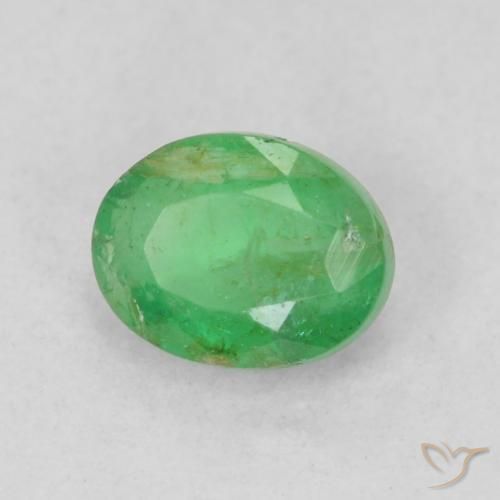 0.35 ct Green Emerald Stone, Natural Emerald in Oval Facet Shape for Sale