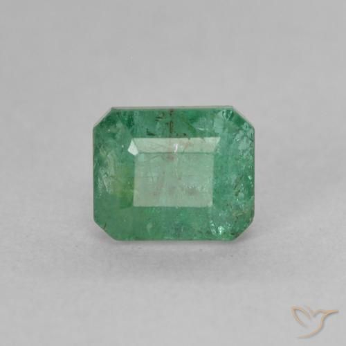 0.89ct Natural Medium light Green Emerald, Emerald Cut, SI