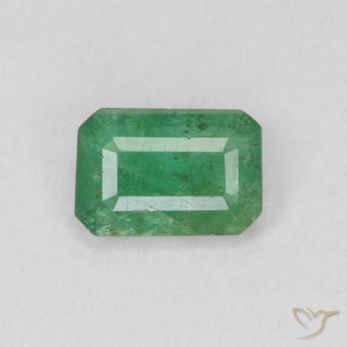 0.48 ct Green Emerald Gemstone, Emerald Gem in Octagon Step Cut Shape for Sale.