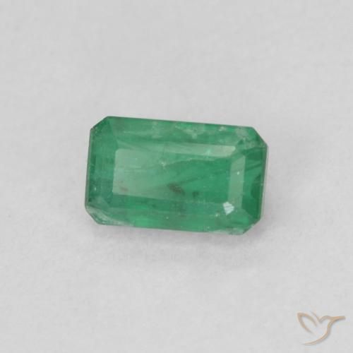 0.38 ct Green Emerald Stone, Natural Emerald in Octagon Step Cut Shape for Sale