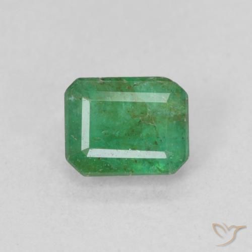 5.1 x 4.1mm Octagon Step Cut Green Emerald from Colombia, Weight of 0.49ct, Natural oiled gemstone in SI Clarity, 1pc Emerald - the Color is Medium Light Green, Mohs Hardness of 7.5 - 8 suitable for daily wear jewelry, Year of the Goat Gemstone, Photo A