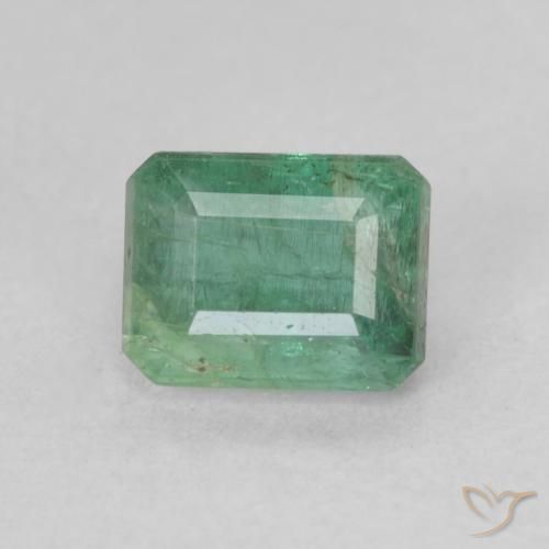 0.86ct Natural Medium light Green Emerald, Emerald Cut, SI-I1