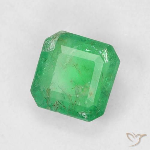 0.46 ct Green Emerald Stone, Natural Emerald in Octagon Step Cut Shape for Sale