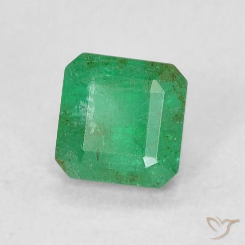 0.43 ct Green Emerald Stone, Natural Emerald in Octagon Step Cut Shape for Sale