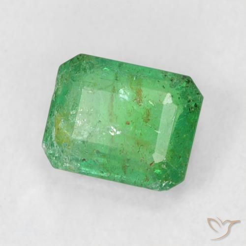 0.55 ct Green Emerald Stone, Natural Emerald in Octagon Step Cut Shape for Sale