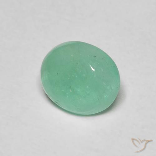 0.93 ct Green Emerald Stone, Natural Emerald in Oval Cabochon Shape for Sale