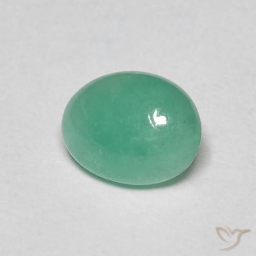 1.10 ct Green Emerald Stone, Natural Emerald in Oval Cabochon Shape for Sale