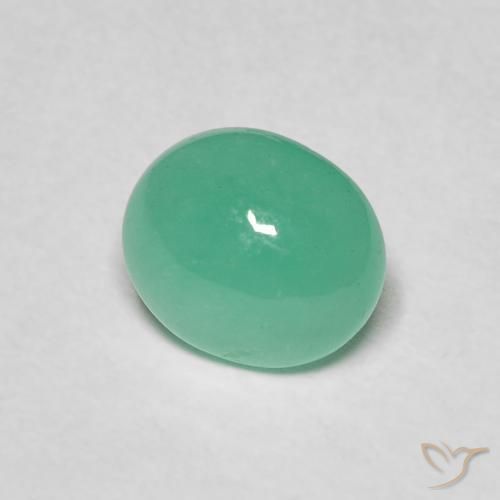 1.08 ct Green Emerald Stone, Natural Emerald in Oval Cabochon Shape for Sale