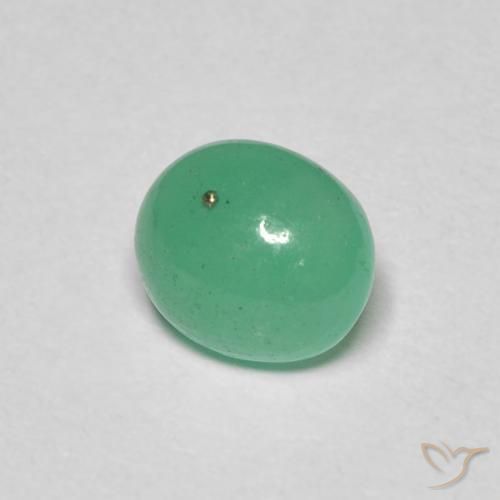 0.97 ct Green Emerald Stone, Natural Emerald in Oval Cabochon Shape for Sale