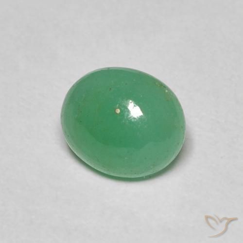 1.04 ct Green Emerald Stone, Natural Emerald in Oval Cabochon Shape for Sale