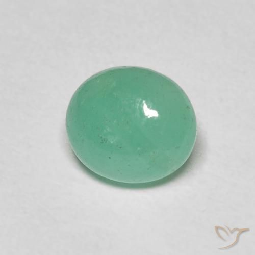 Smeraldo Ovale cabochon da 1,08 ct dalla Colombia, dimensione 6,9 x 5,9mm, purezza Translucent, pietra preziosa naturale Lubrificate, Smeraldo 1pc in colore Verde Pistacchio, durezza Mohs di 7,5 - 8 adatto per gioielli da indossare ogni giorno, Martedì Gemma, Photo A