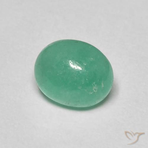 1.25 ct Green Emerald Stone, Natural Emerald in Oval Cabochon Shape for Sale