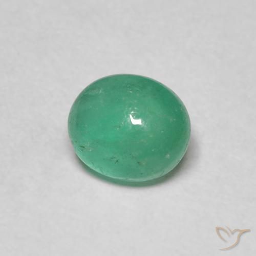 0.86 ct Green Emerald Stone, Natural Emerald in Oval Cabochon Shape for Sale