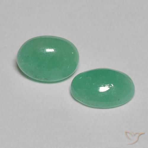 1.08 ctw Green Emerald Stones, Natural Emerald in Oval Cabochon Shape for Sale