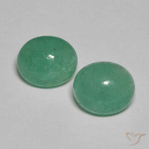 1.42 ctw Green Emerald Stones, Natural Emerald in Oval Cabochon Shape for Sale