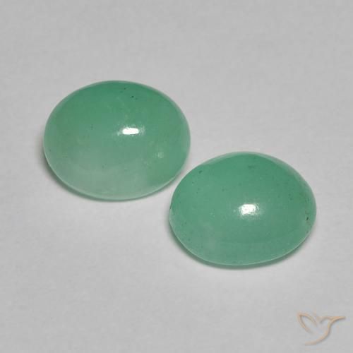 1.77 ctw Green Emerald Stones, Natural Emerald in Oval Cabochon Shape for Sale