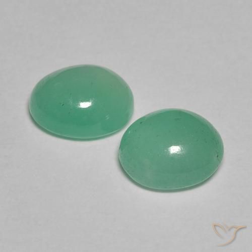 Emerald Gemstones in 6.5 x 5.3 mm Size for Sale, Emerald Stones in Medium light Green Color