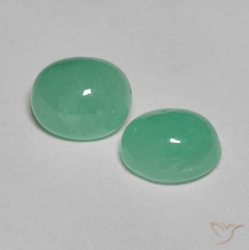 1.63 ctw Green Emerald Stones, Natural Emerald in Oval Cabochon Shape for Sale