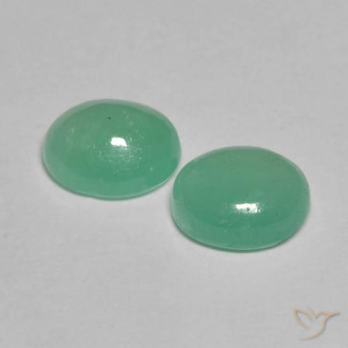 Emerald Gemstones in 6.2 x 5.2 mm Size for Sale, Emerald Stones in Medium light Green Color