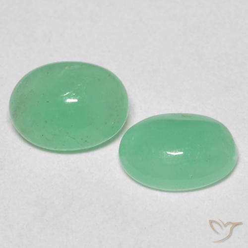 0.99 ctw Green Emerald Stones, Natural Emerald in Oval Cabochon Shape for Sale