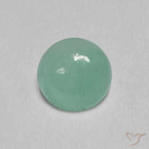 0,39ct Cabochon rotondo verde Smeraldo dalla Colombia, Dimension 4,7mm, Natural Lubrificate Gemstone, Translucent Clarity, 1 piece Smeraldo in Verde smeraldo chiaro Color, Mohs Hardness of 7,5 - 8 adatto per gioielli da indossare ogni giorno, Sblocca Chakra del Cuore, Photo A