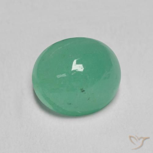 0.83 ct Green Emerald Stone, Natural Emerald in Oval Cabochon Shape for Sale