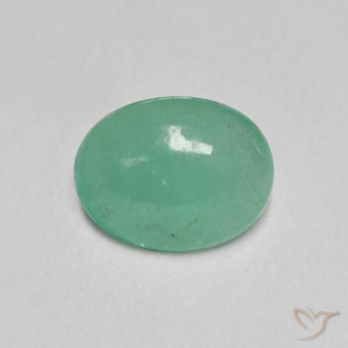 0.95 ct Green Emerald Stone, Natural Emerald in Oval Cabochon Shape for Sale