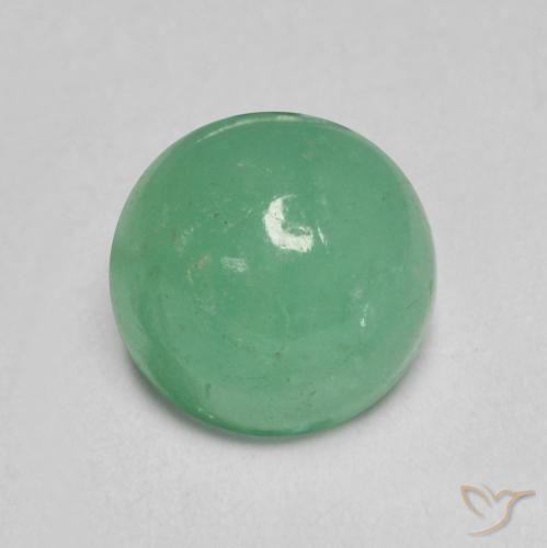 1.27 ct Green Emerald Stone, Natural Emerald in Round Cabochon Shape for Sale