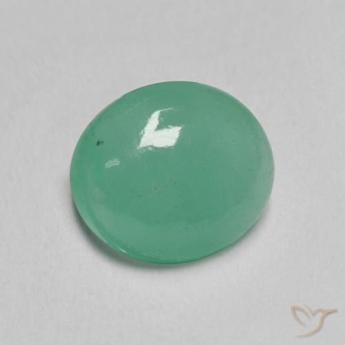 1.35 ct Green Emerald Stone, Natural Emerald in Oval Cabochon Shape for Sale