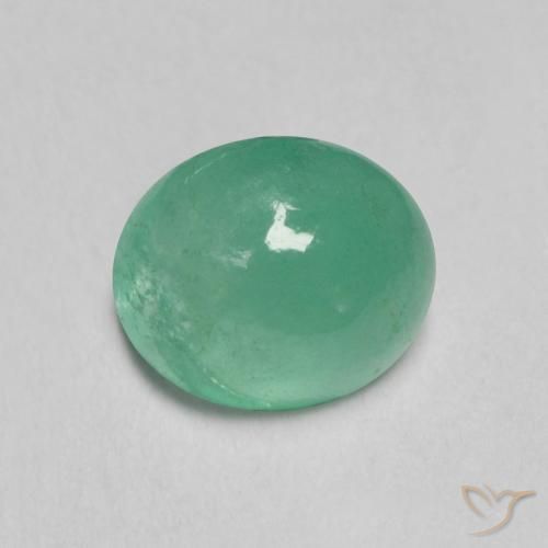 0.80 ct Green Emerald Stone, Natural Emerald in Oval Cabochon Shape for Sale