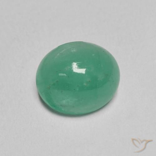 1.12 ct Green Emerald Stone, Natural Emerald in Oval Cabochon Shape for Sale