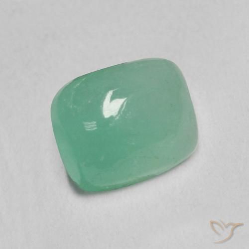 0.79 ct Green Emerald Stone, Natural Emerald in Cushion Cabochon Shape for Sale