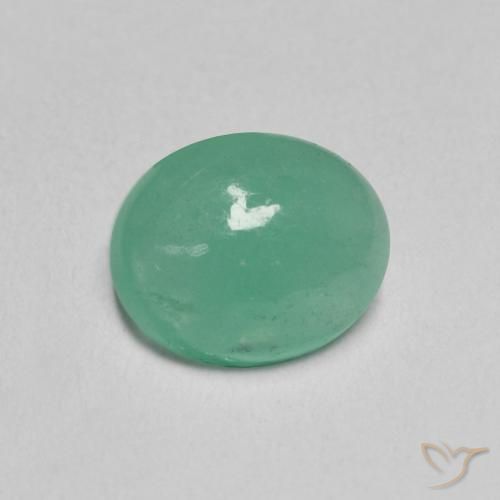 1.08 ct Green Emerald Stone, Natural Emerald in Oval Cabochon Shape for Sale