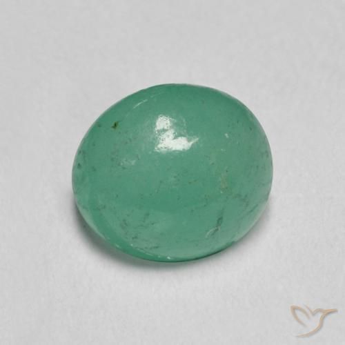 0.79 ct Green Emerald Stone, Natural Emerald in Oval Cabochon Shape for Sale